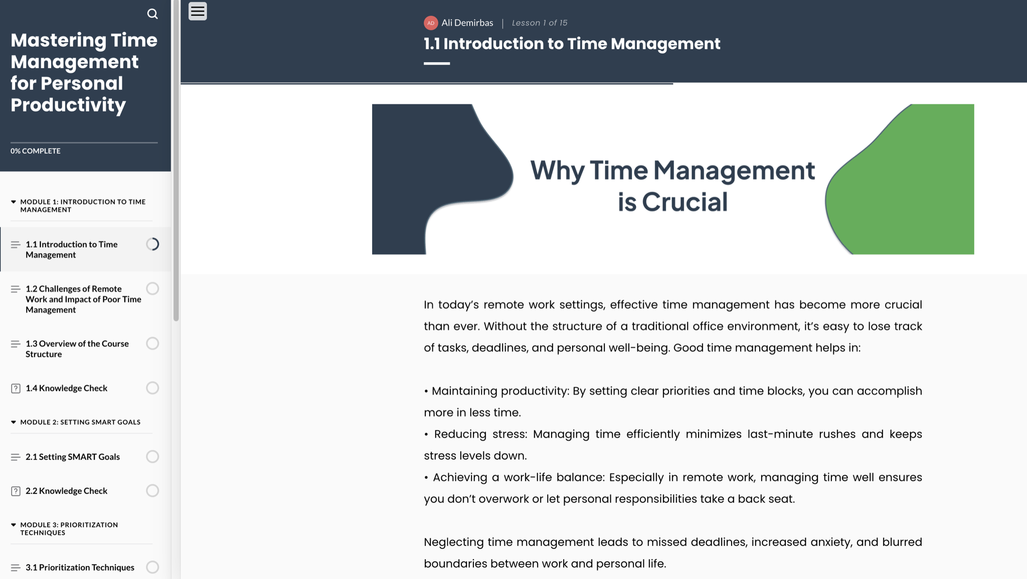 Screenshot from Time Management